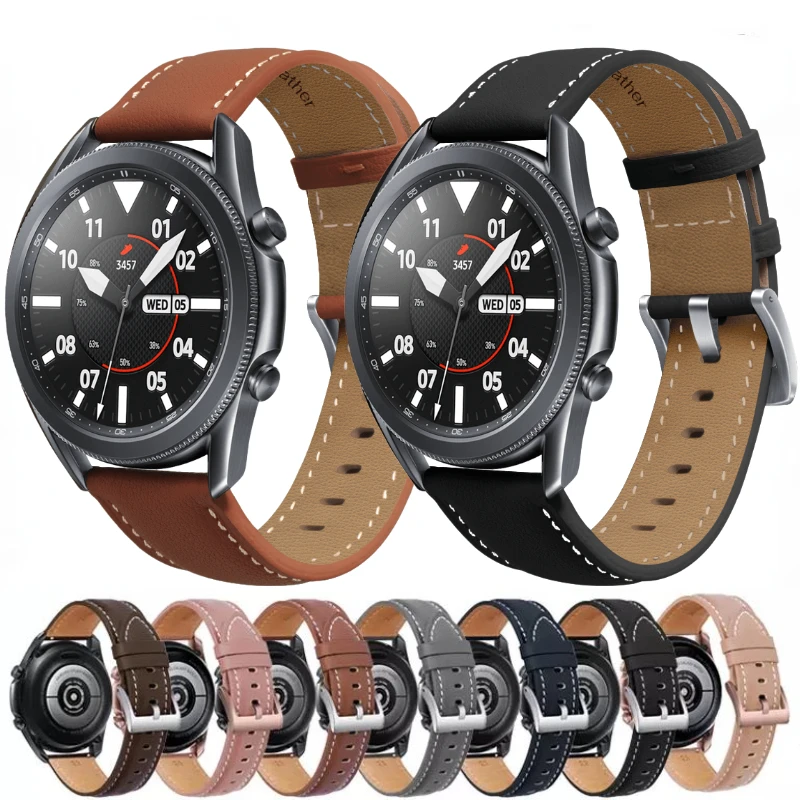 

20mm 22mm Leather Strap For Samsung watch 4/5 Active2 Huawei watch GT2/Amazfit GTR Sports bracelet Band For Samsung watch 3 46mm