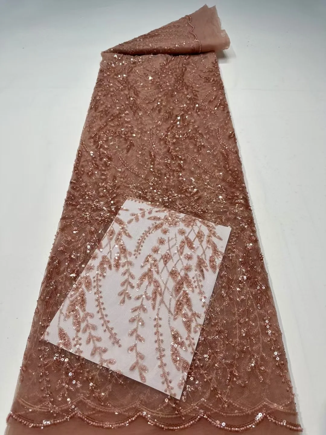 French Lace Fabrics 2026 High Quality African Beaded Embroidered Nigerian Sequins Tulle Lace 5 Yards For Sewing Party Dresses