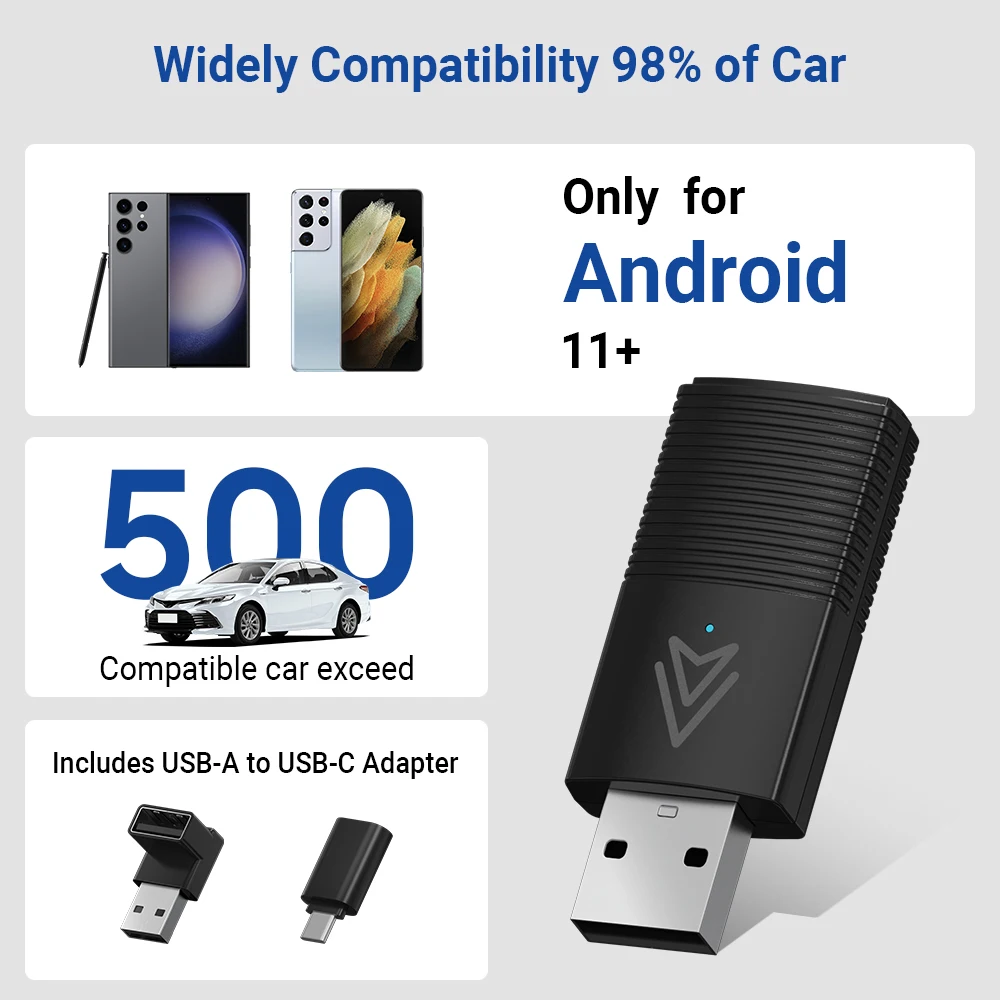 Ottomotion MINI Wireless Android Auto Adapter USB Stick Car Accessories for Skoda VW Mazda Toyota Kia Ford for Android Phone