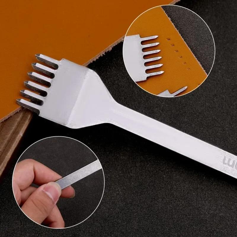 3/4/5MM Spacing Punch Tool For Leather Hole Punches Tool Lacing Stitching Sewing DIY Leather Craft Tools 1/2/4/6 Prong Modern