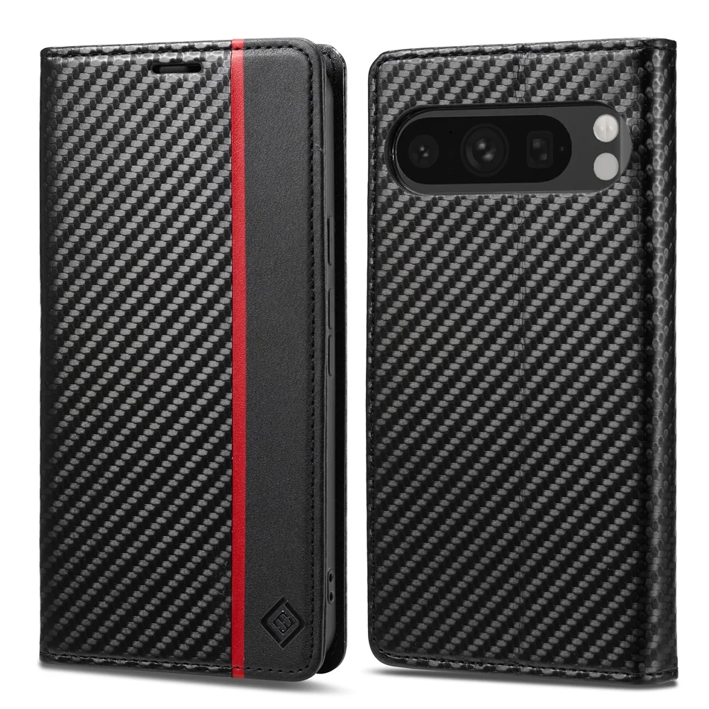 For Google Pixel 11 Pro XL Case Luxury Carbon Fiber Leather Wallet Card Slot  Shockproof Protection Hard Back Cover Accessories