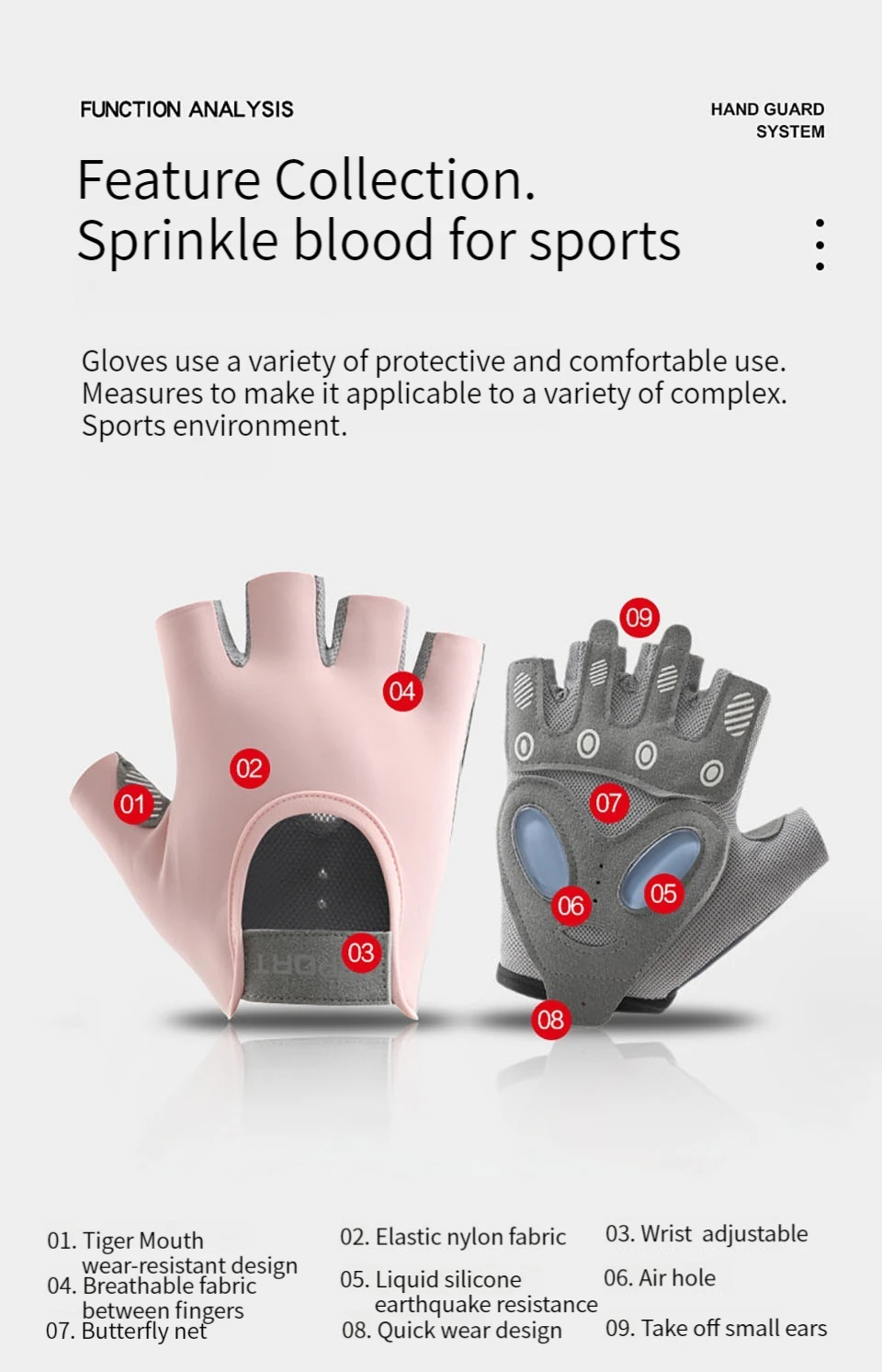 GTUBIKE 1 Paar Fitness-Handschuhe für Fitnessstudio, Bodybuilding, Training, Fitness, Sport, Gewichtheben, Übung, rutschfeste Handschuhe für Yoga-Handschuhe – Detail 6