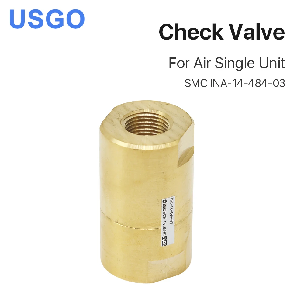 

USGO SMC High Pressure Brass Check Valve INA-14-484-03 28mm 1.5Mpa Poof Pressure for Laser Cutting Machine Compressed Air