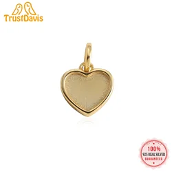 Trustdavis New Real 925 Sterling Silver Fashion Romantic Heart Charm Pendant Handmade DIY Necklace Accessories Jewelry DZ817