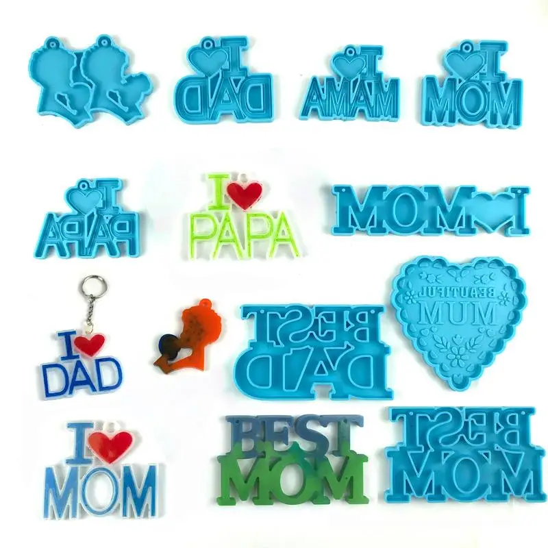 DIY Crystal Epoxy Resin Mold Mother\'S Day MOM Letter Decoration Keychain Pendant Father\'S Day Gift Mirror Silicone Mold