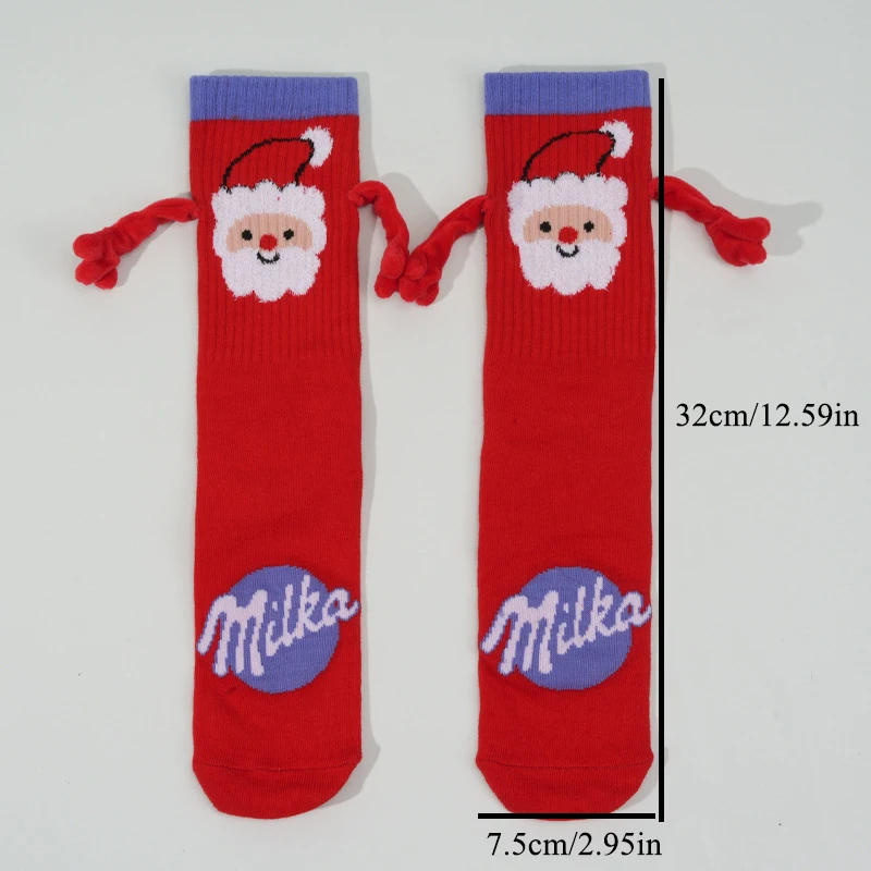 Christmas Hand in Hand Socks Magnetic Hand Holding Sock Cute Warm Cotton Socks Funny Magnetic Suction Socks for Women Men 5pairs