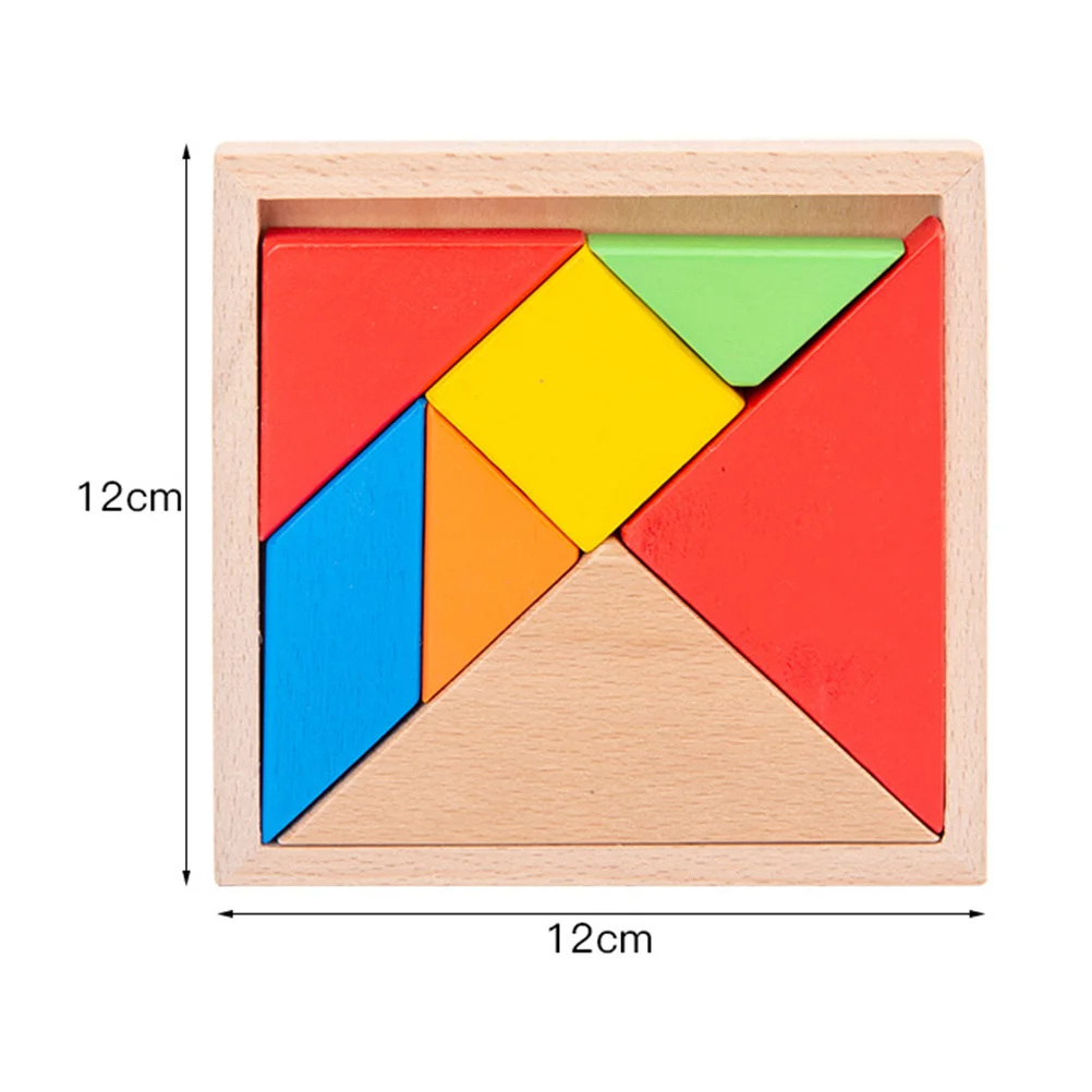 2 conjunto 2 conjuntos de madeira tangram jigsaw 12x12cm colorido aprendizagem precoce quebra-cabeça para crianças forma reconhecimento cérebro jogo