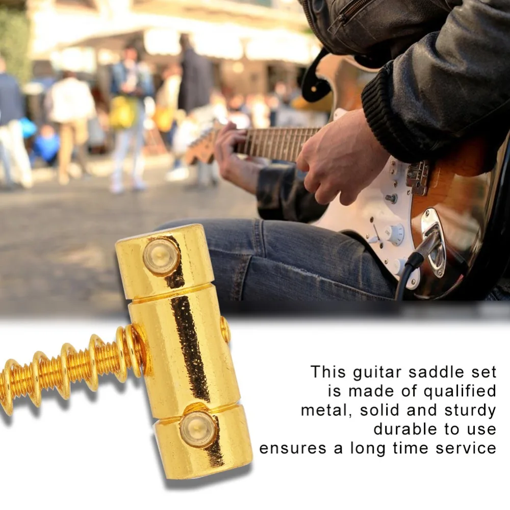 3-teiliges Brückensattel-Set aus Metallmaterial in Goldfarbe mit Schraubenschlüssel, Gitarrenbrückensättel für E-Gitarre
