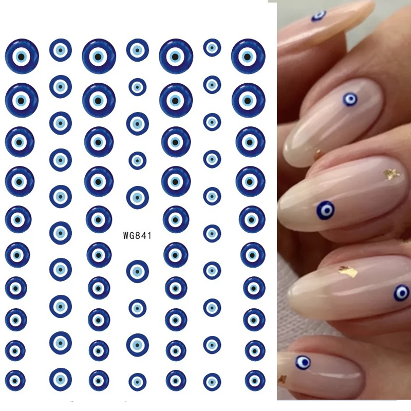 Nail Art Stickers Water Decals Eyes Stripe Nail Art Decorations for Manicure Accessories Press on Nails Foil Stickers and Decals