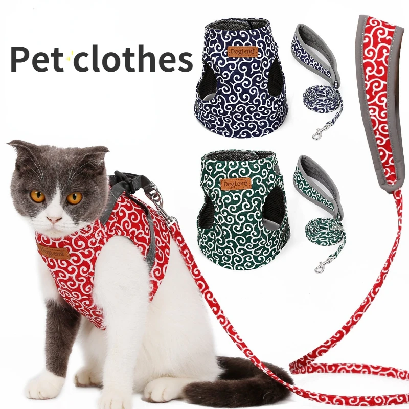 

New Print cat fashion kitten clothes vest style dog clothes with harnesses Japanese pet clothing cat costume dog vest