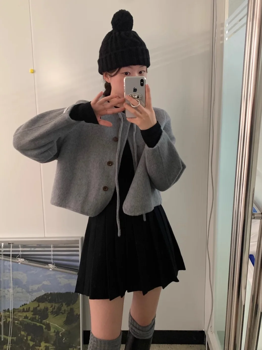 Thiened ort jas Camere geruite damesjas lente herfst winter knoop losse pasvorm lange Sve ronde Ne bovenkleding