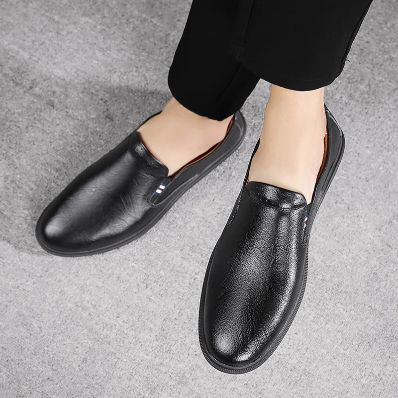 أحذية رجالية وصلت حديثًا، أحذية جلدية بسيطة، أحذية مسطحة مريحة، أحذية رجالية مصنوعة يدويًا، أحذية عمل كلاسيكية #1