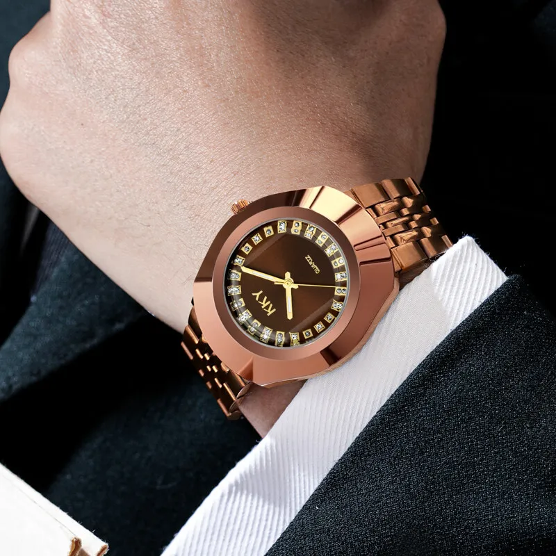 Couple Watch Men's Watches Full Gold Luxury Quartz Women Round Clock Ladies Wristwatch Big Dial Waterproof Lovers Watch Relogio