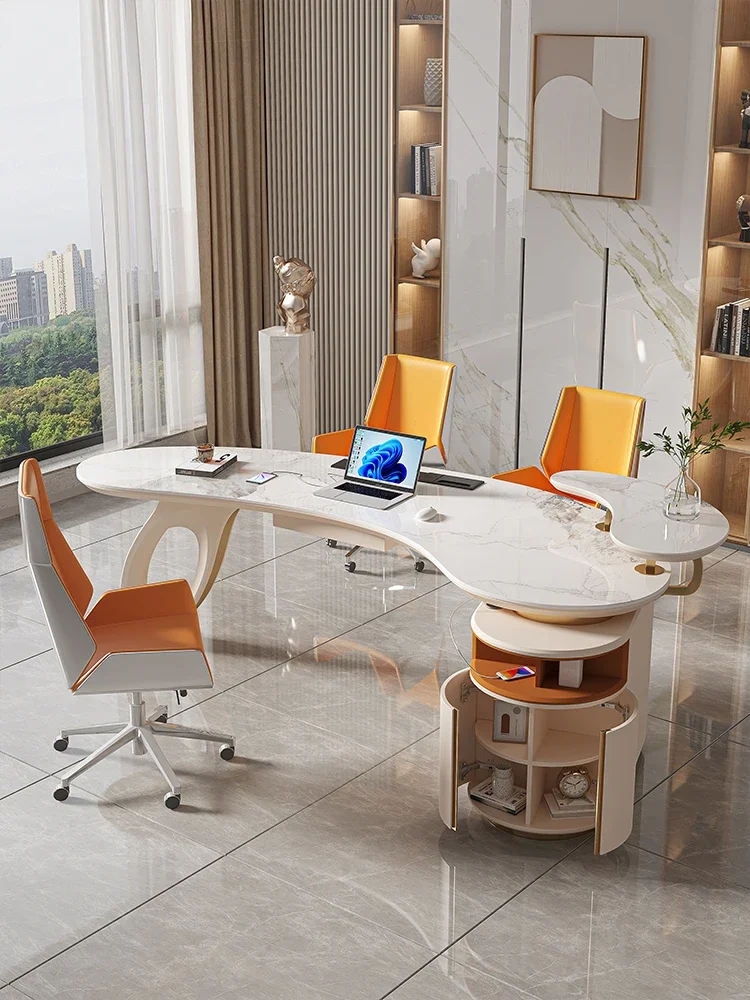 Slate desk desk designer study curved computer desk