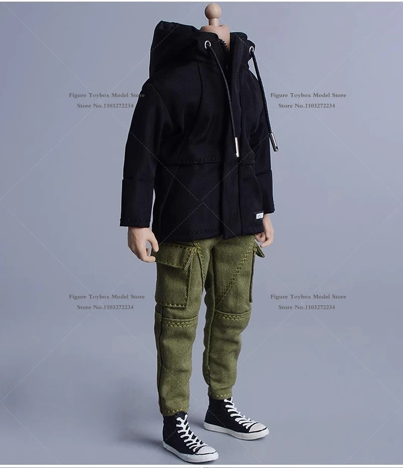 1/12 Man Soldier Black Army Green Trendy Loose Coat Tooling Narrow Leg Combat Pants Clothes Accessory For 6