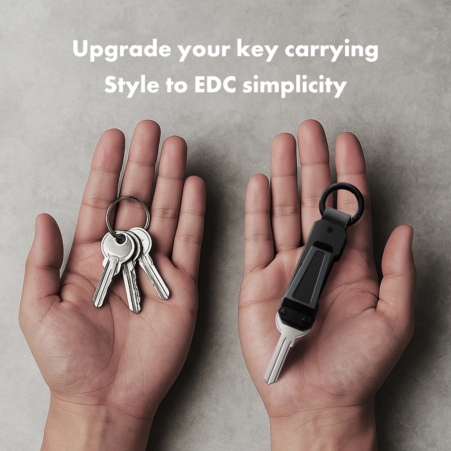 Portable Metal Keychain Men's Compact Aluminum Keychain - Keychain with Carabiner Holds 1-6 Keys Securely Key Holder