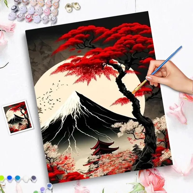 GATYZTORY Painting By Numbers For Starter Kit Pavilion Colored Chinese style landscape architecture For Home Decoration