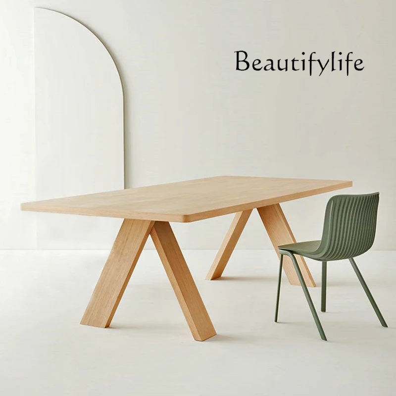 

Nordic minimalist solid wood office long table designer desk long workbench negotiation rectangular conference table