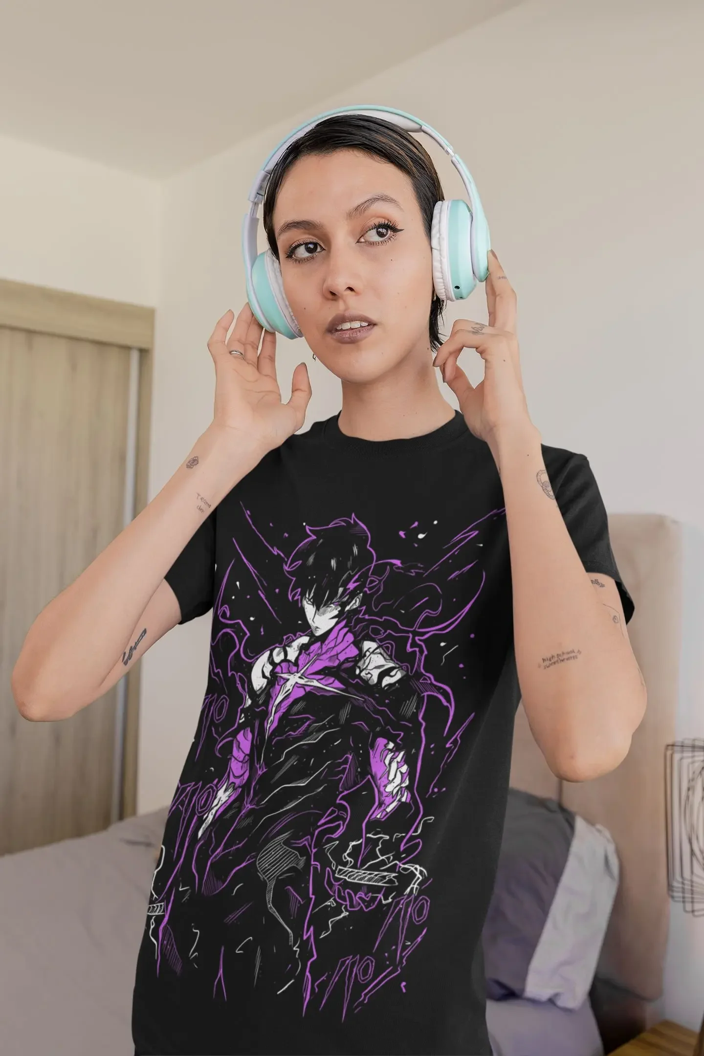 Arise Shadow Anime T-shirt damski męski Sung Jin-woo Solo Leveling krótkie rękawy ponadgabarytowa luźna bawełniana odzież męska koszulki