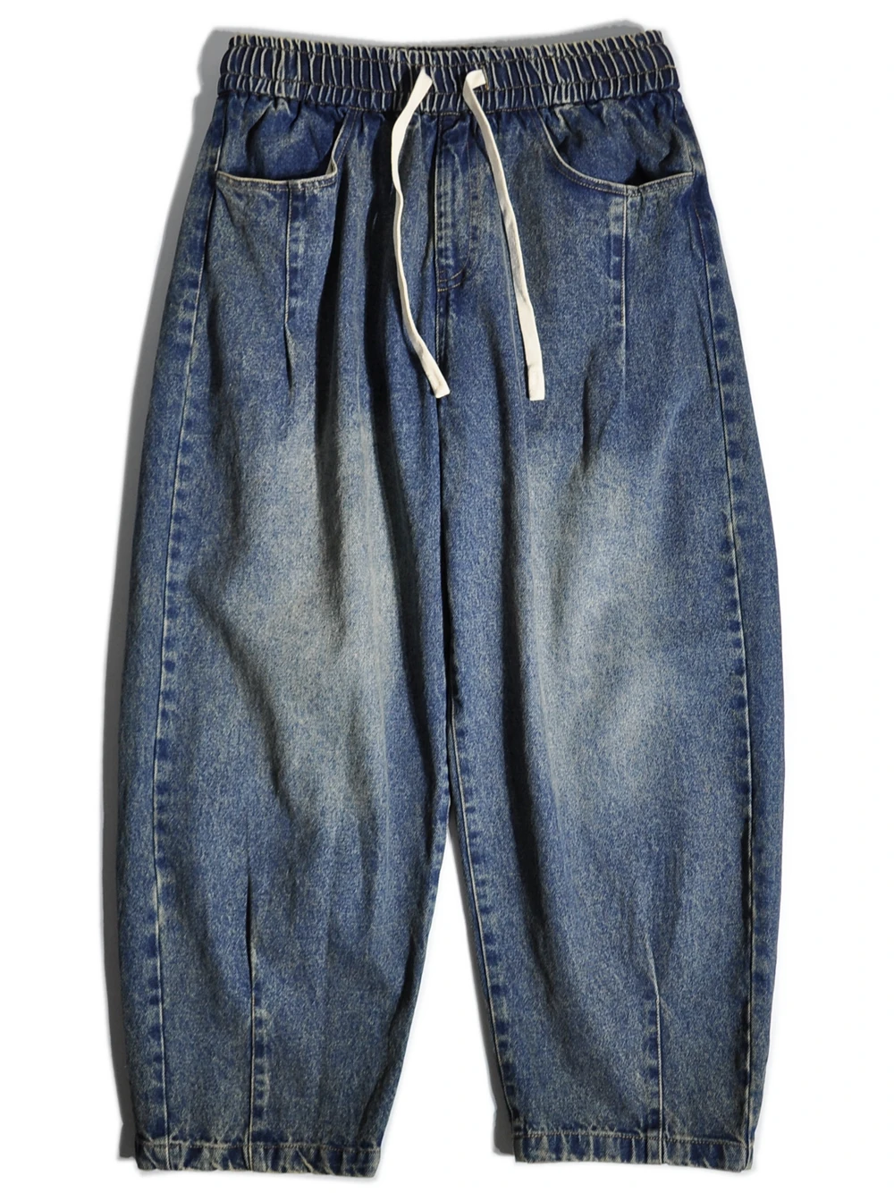 

Ретро-джинсы в японском стиле с эластичным поясом, свободные, широкие, конусообразные, в стиле «папины джинсы», повседневные длинные брюки, молодежные популярные джинсы прямого кроя