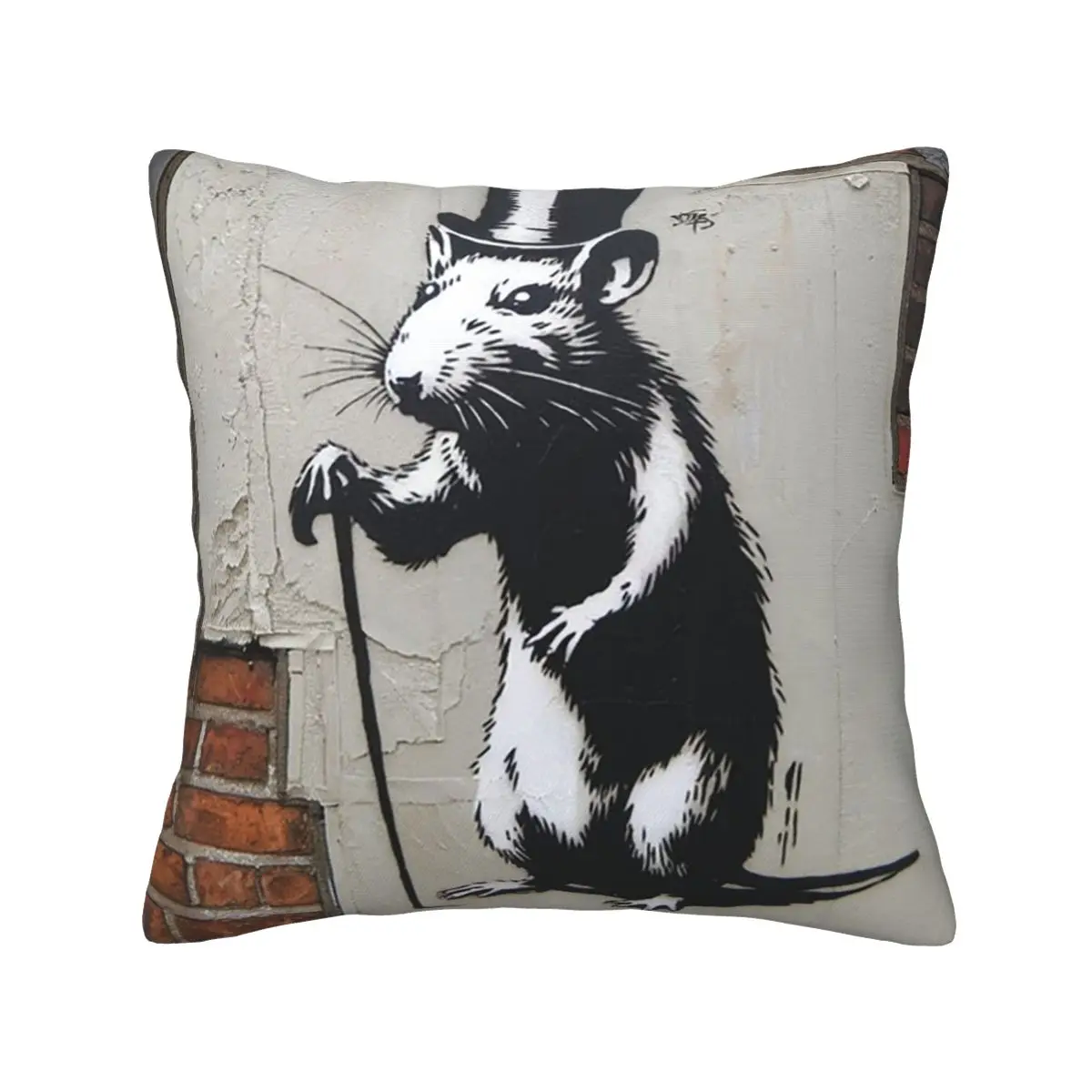 Banksy Rat Street Art Square Pillowcase Pillow Cover Cushion Decor Comfort Throw Pillow for Home Sofa