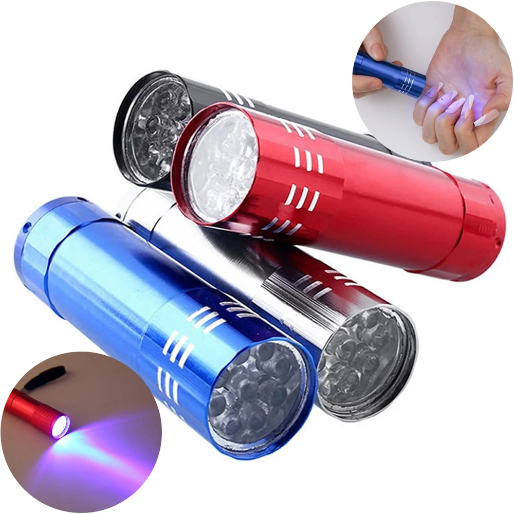 1Pcs Mini Nail Lamp 9 LED Lights Flashlight Portable Nails UV Gel Mask Fast Drying Manicure Tool Professional Nail Polish Dryer