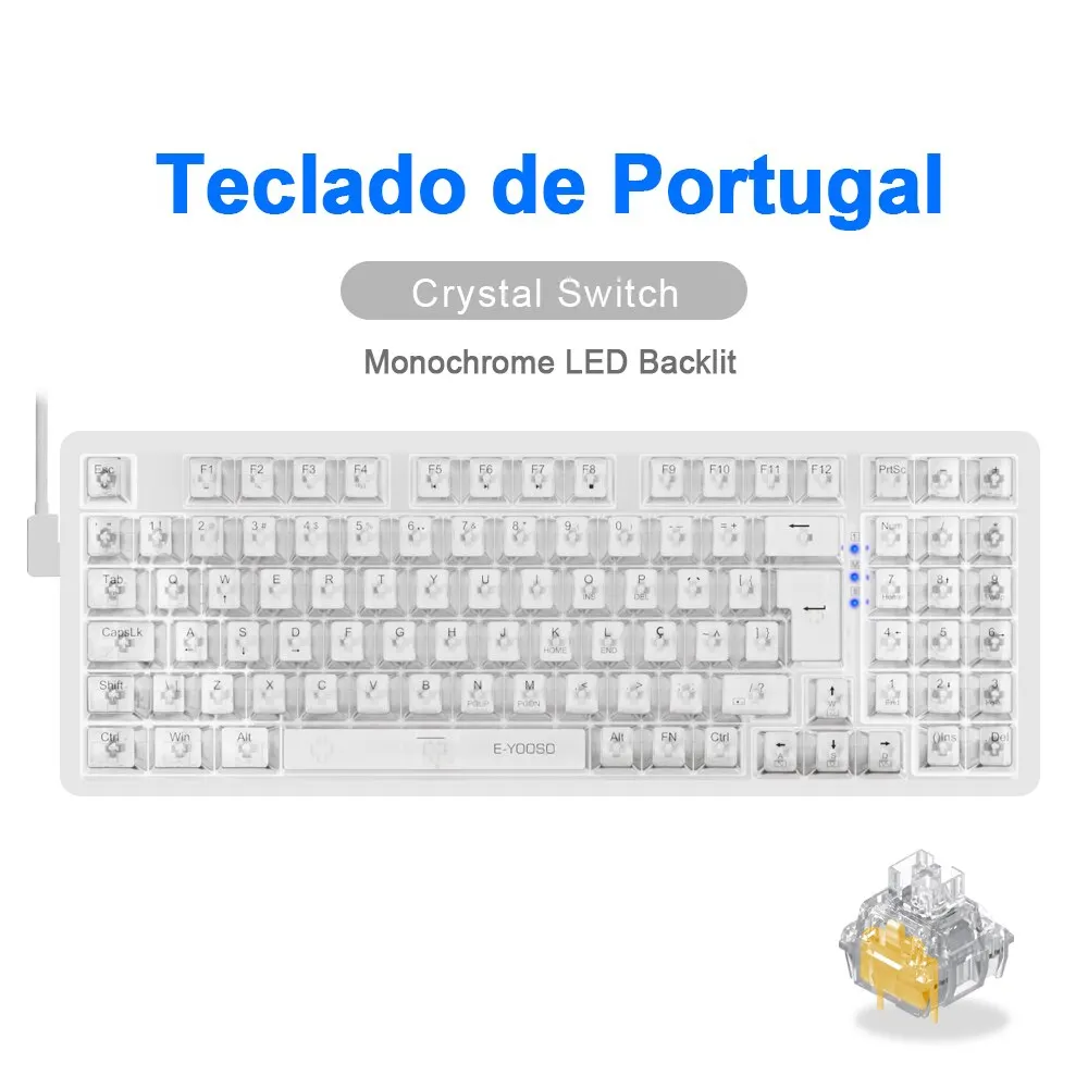 E-YOOSO Z94 USB Mechanical Gaming Keyboard Wired Monochrome Backlit 94 Key Russian Brazilian Portuguese for Compute Laptop PC