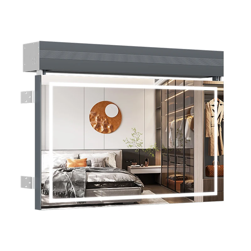 

AngelParticle Smart Vanity Mirror with Hidden Storage in Makeup Cabinet,Touch Switch Makeup Mirror,Anti-Collision,Sensor Lights