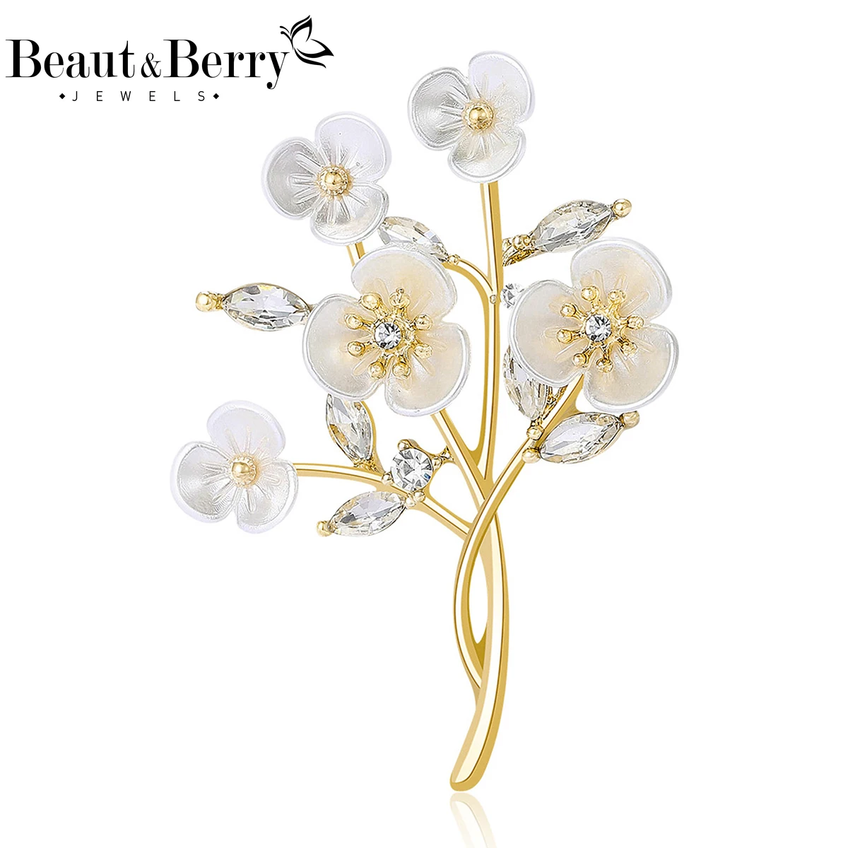 

Beaut&Berry Luxury Plum Blossom Brooches for Women Unisex Plant Pins Casual Party Friends Accessories Fashion Gifts Decoration
