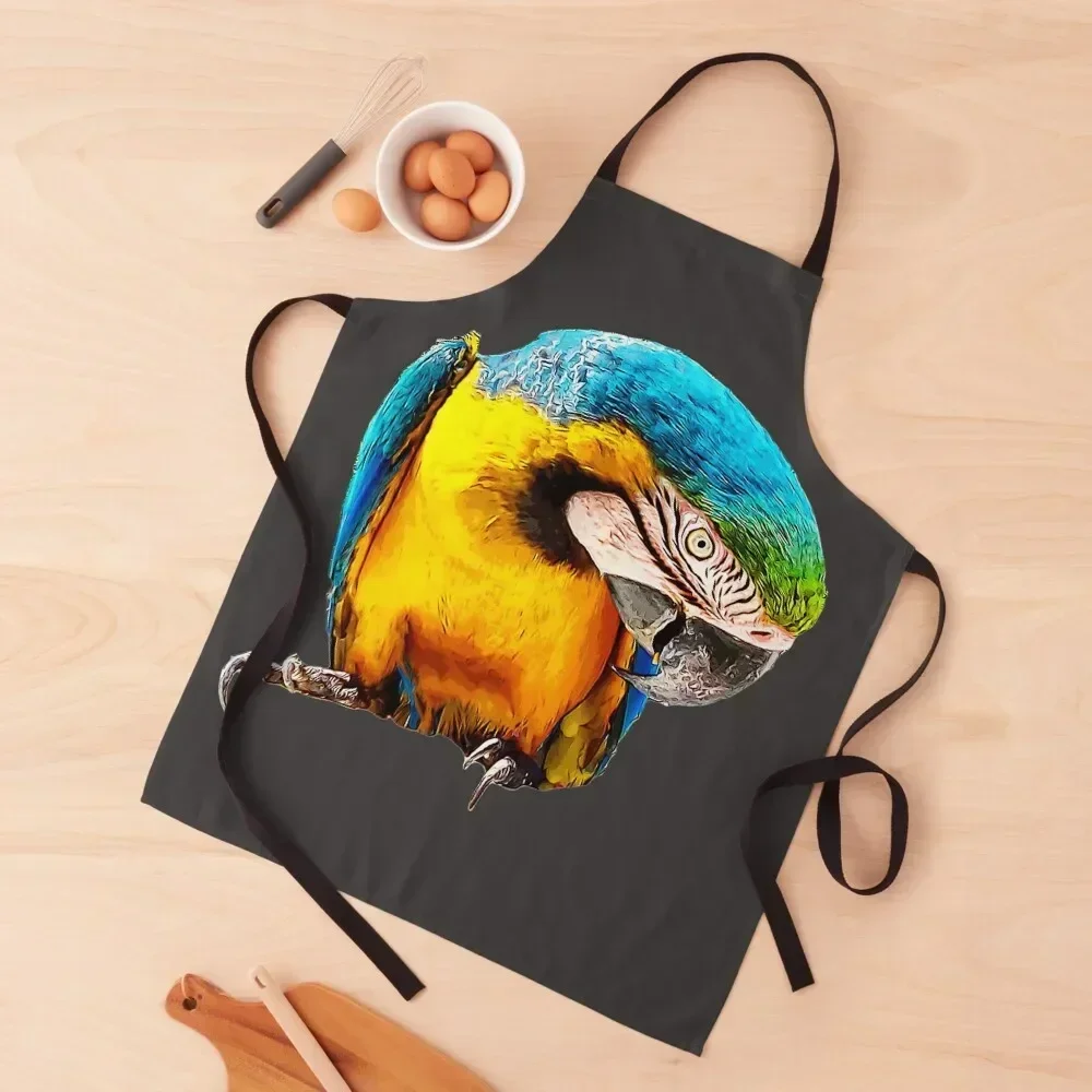 Blue and Gold Macaw Beautiful Parrot Apron japanese style Women Kitchen'S Kitchens For Men For Man Apron