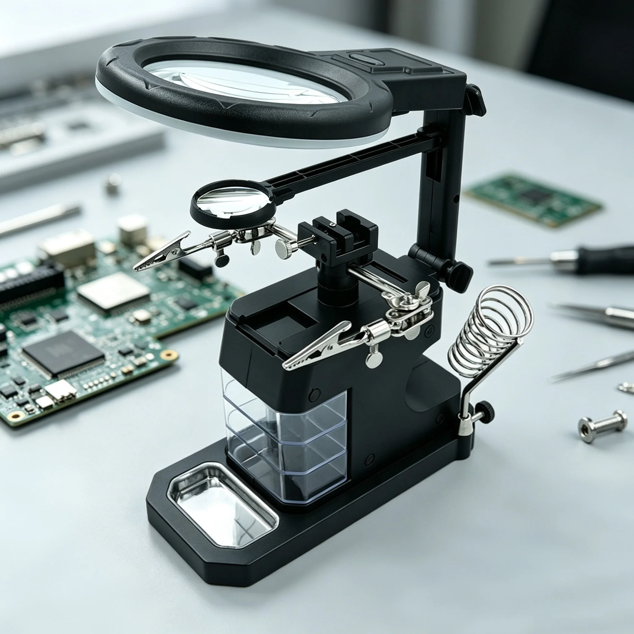Welding Magnifying Glass LED Light Auxiliary Clip loupe Magnifier Hand Soldering Solder Iron Stand Holder Maintenance Tool Table