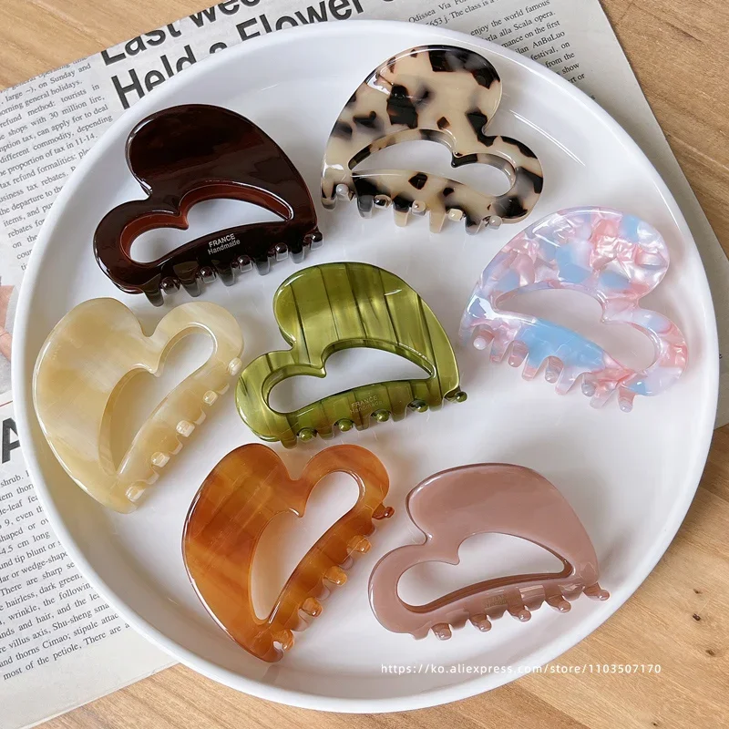 Korea France chocolate color love hair clip back head medium shark clip acetic acidHair Accessories Gift