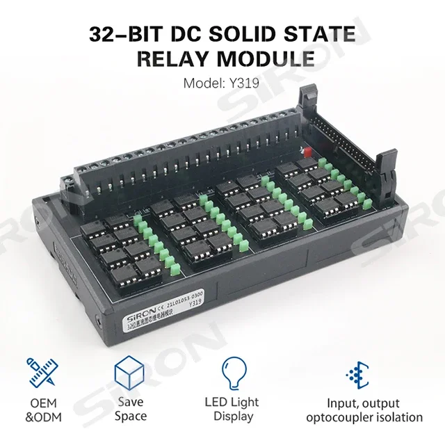 SiRON Y319 Acoplamento Ótico de Entrada e Saída, Tipo de Isolamento, 32 bits, Relé de Estado Sólido DC