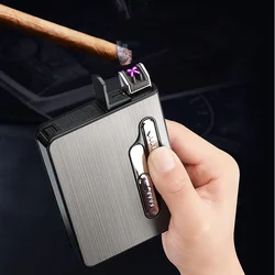 Creative Plasma Pulse Double Arc Electric Lighter Convenient Large Capacity Cigarette Box Lightning Ignition USB Charging10,20