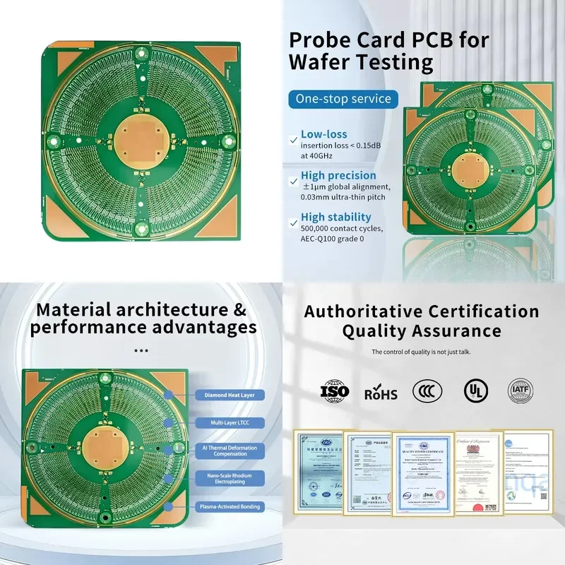 Custom High Frequency Probe Card PCB Prototype High Precision Multilayer HDI Board ENIG Surface Treatment 5% Impedance