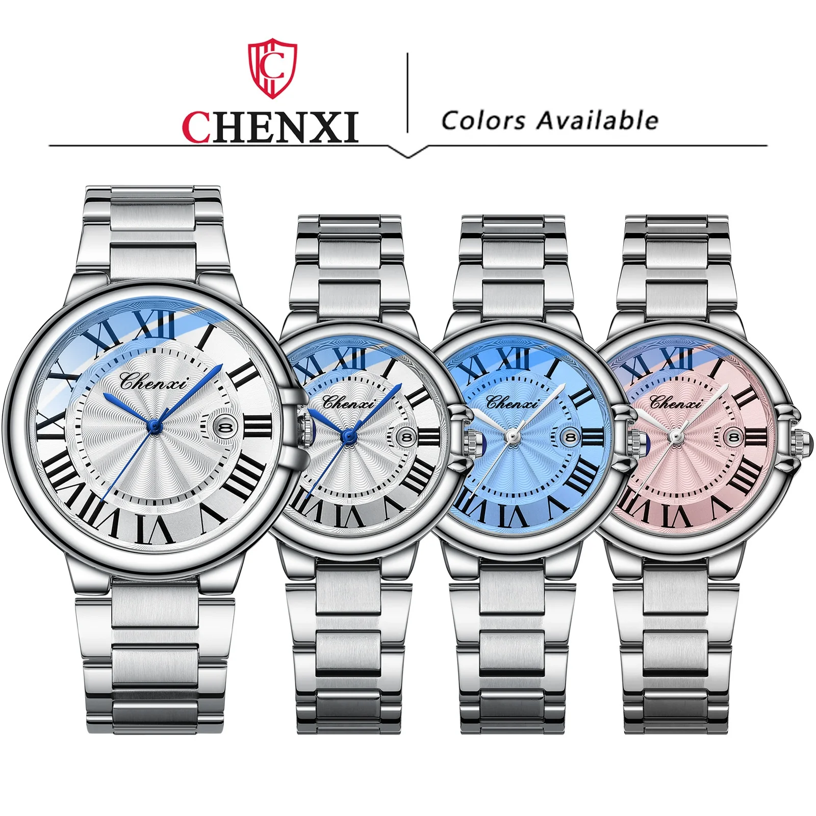 CHENXI 039 Couple Quartz Watche Luxury Fashion Silvery Stainless Steel Ladies Wristwatches for Women Men Clock Gifts