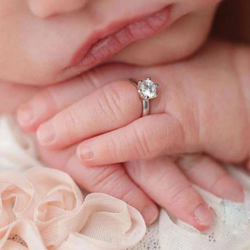 Crystal Baby Rings Newborn Lovely White Angel Rings Easy To Wear Photo Props Photo Studio Photography Props