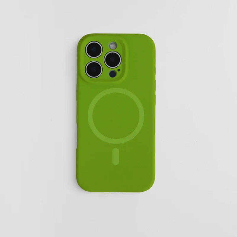 Magnetyczne, jednokolorowe etui z płynnego silikonu do telefonu iPhone 18, 17 Pro Max, 16, 15, 17 Pro, 14, 13, kompatybilne z MagSafe, umożliwiające bezprzewodowe ładowanie. — zdjęcie produktu 3