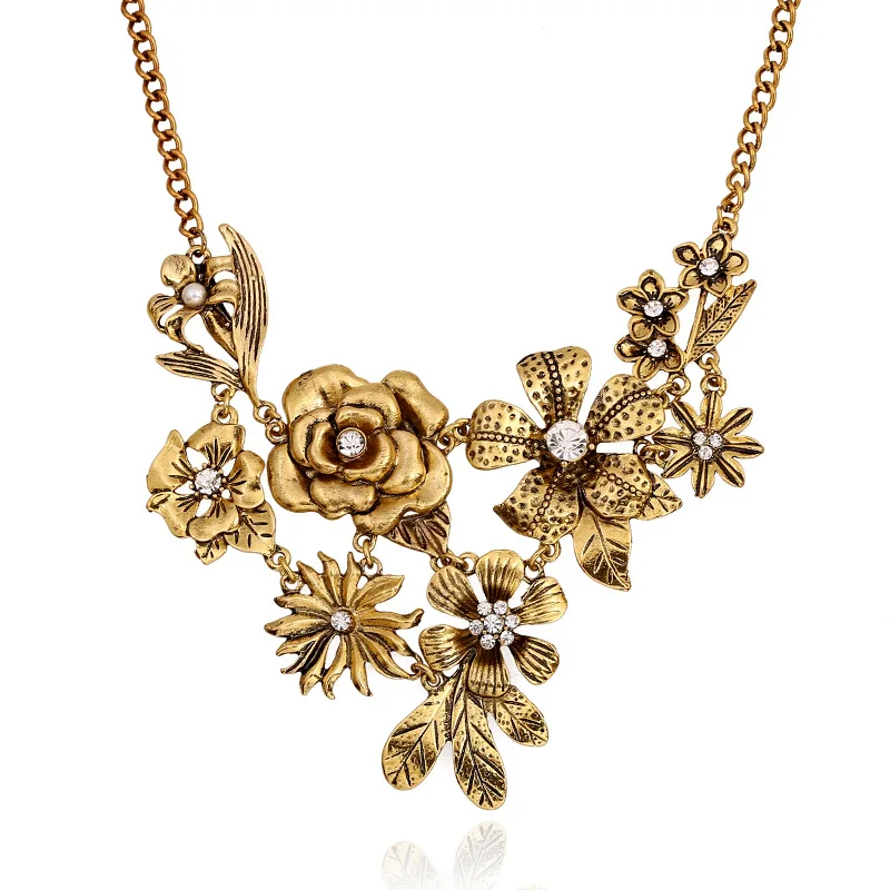 Large Metal Flower Chunky Necklace For Women Heavy Vintage Designer New Styles Party Accessories Fashion Jewelry Gifts 2023542