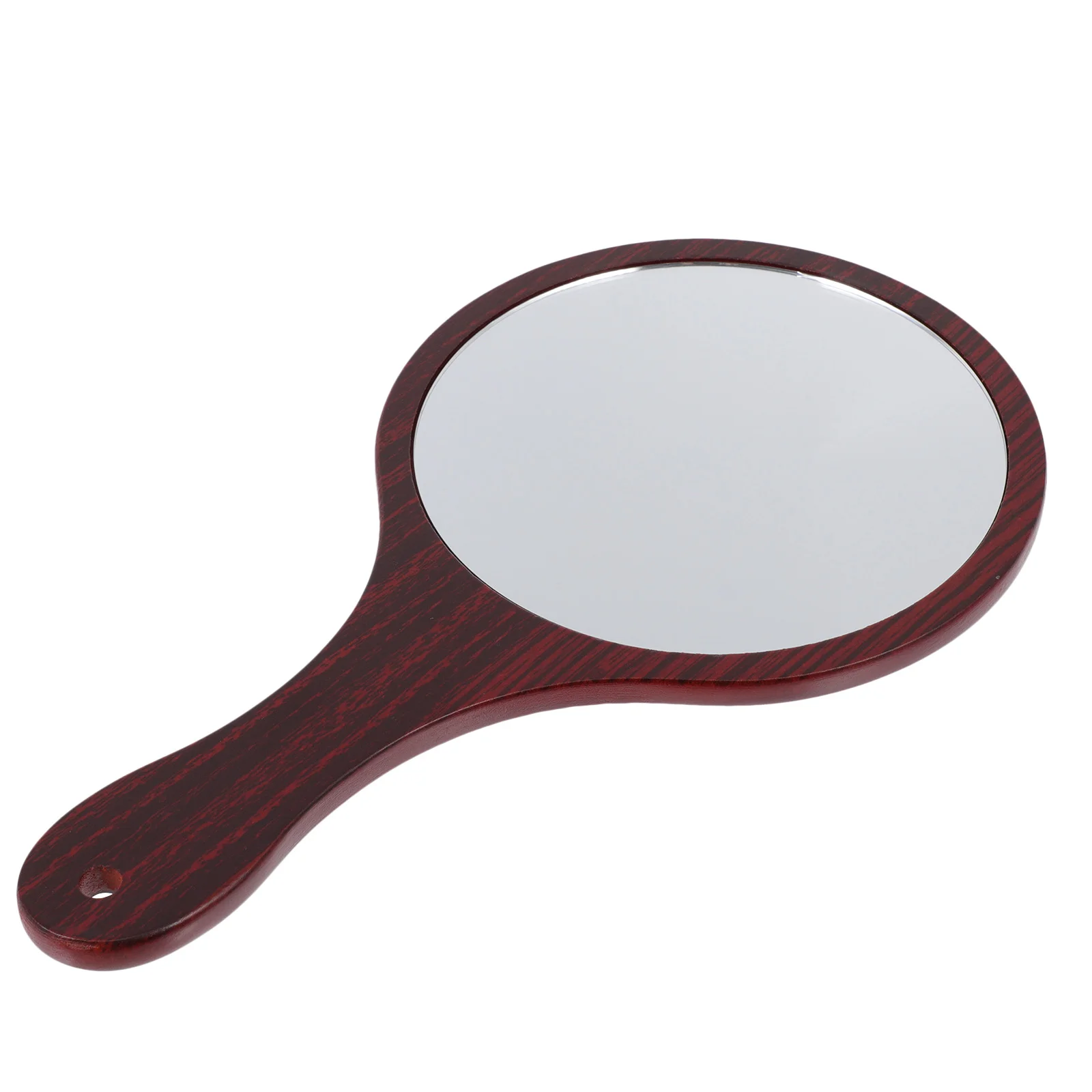 Wooden Handle Vanity Mirror Simple Makeup Tool Light Creative Women Retro Small