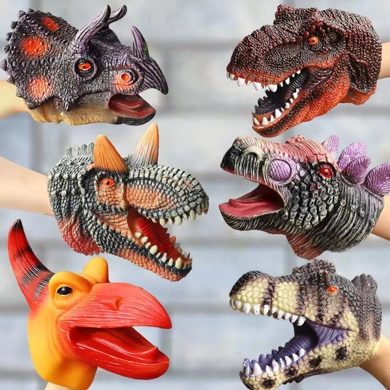 Handpoppen Dinosaurus Hoofd Model Speelgoed T-Rex Dino Jurass Shark Tiger Park Poppen Dinosaur Worlds Zacht Knuffel voor Jongens Kids Geschenken