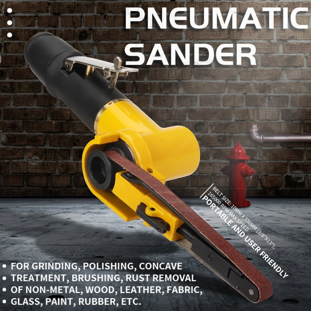 SI FANG 3/8 Inch Pneumatic Belt Sander Air Belt Grinder Sanding Machine for 10x330mm/20x520mm - Metal Polishing Tool