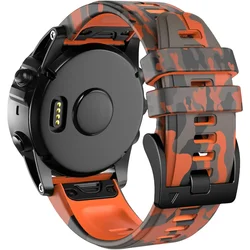 QuickFit 22mm 26mm Sports Camouflage Silicone Strap For Garmin Fenix 6X 7X Pro Band For Fenix 6Pro 5Plus Bracelet Watchband