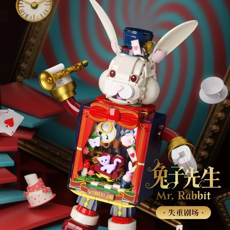 

Набор театральных строительных блоков Mr. Rabbit MOC, креативные модели ролей с изображением животных, сборные блоки своими руками, рождественские подарки
