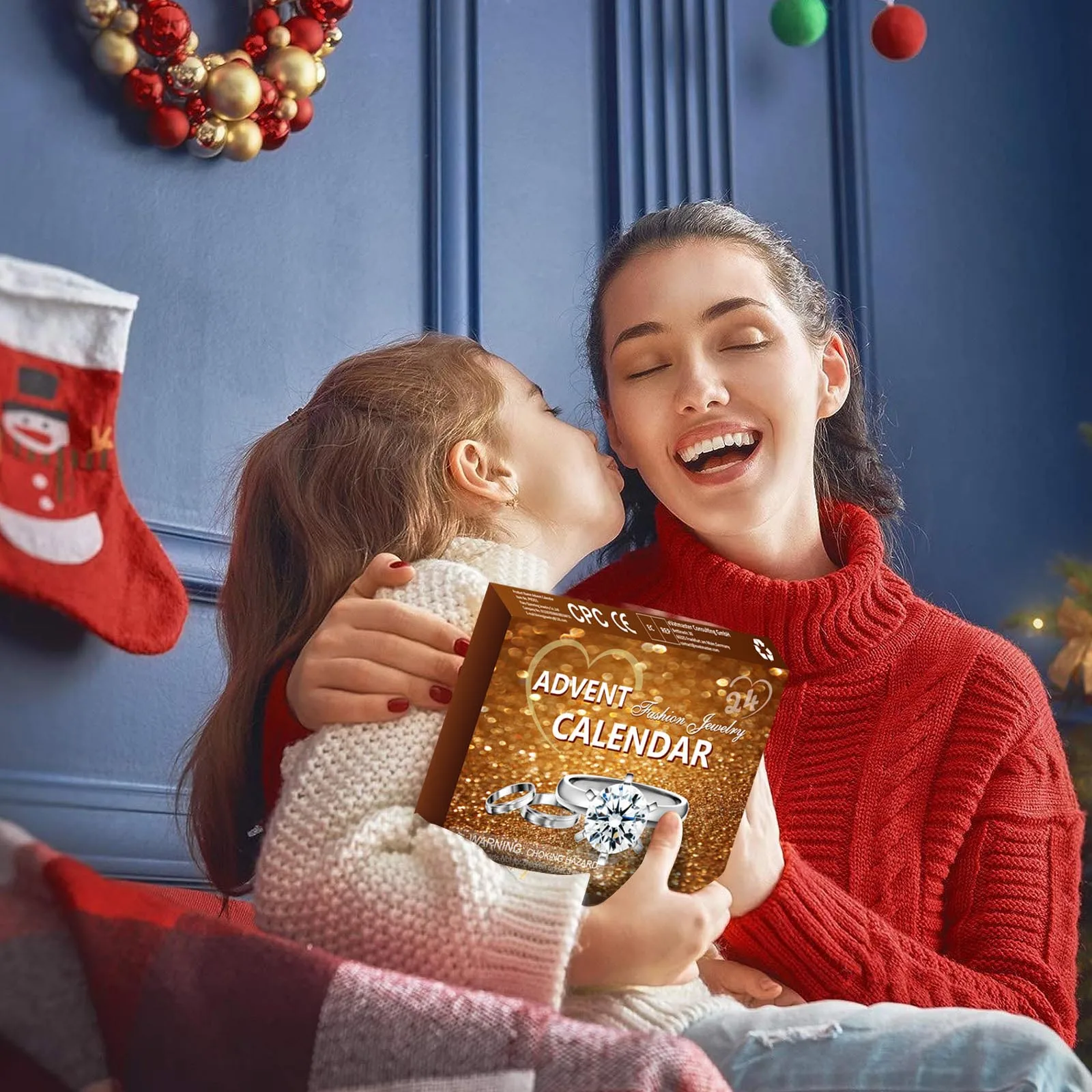 Guirlande de noël à piles avec minuterie, compte à rebours, calendrier de l'avent de noël pour enfants, ensemble de bijoux, bague, montre de sable, 5 Min