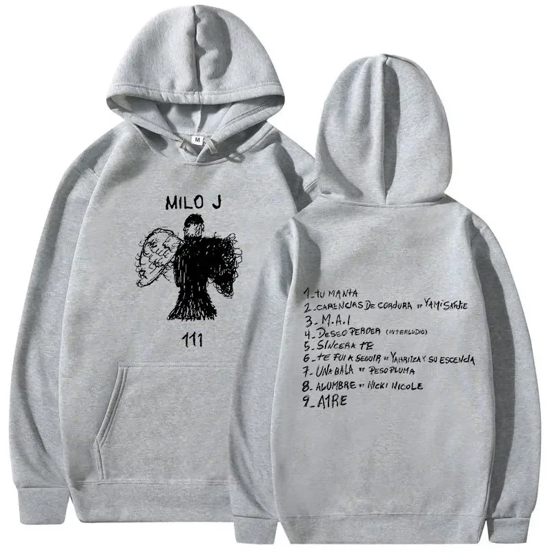 2026 neuer Milo J 111 Album-Grafik-Hoodie für Männer und Frauen, Unisex-Sweatshirt, Vintage Hip-Hop-Pullover, Geschenk für Fans, Streetwear-Kapuzenpullover – Detail 9