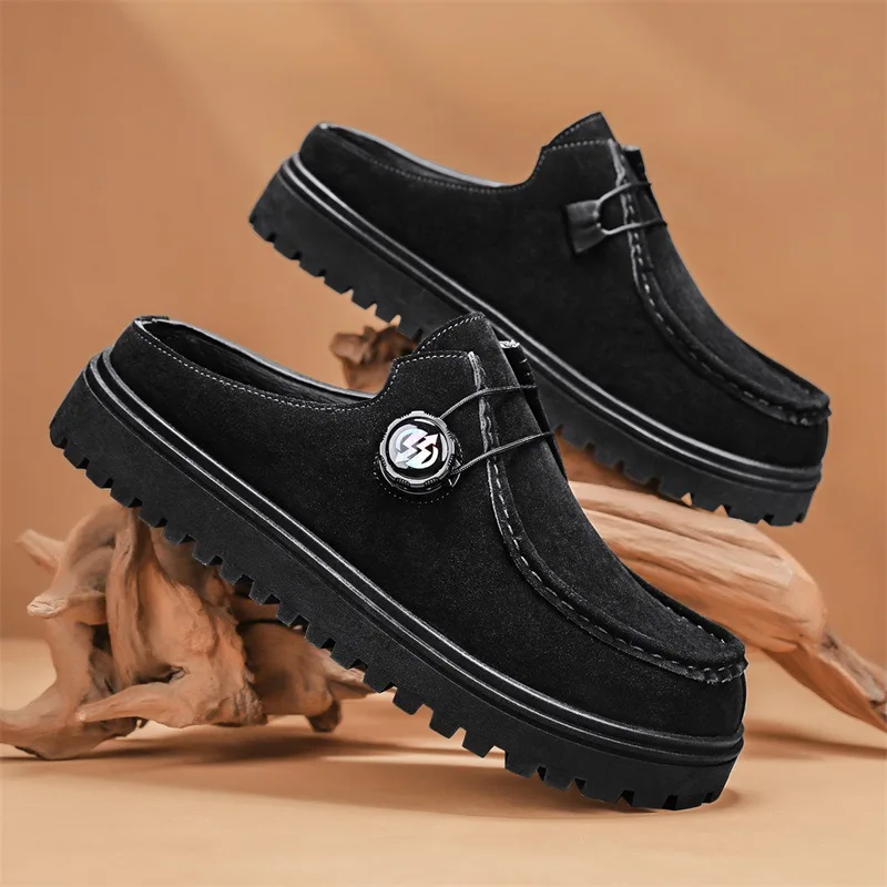 Summer Quality Selection Designer Velvet Breathable Rotary Buckle Men Shoes Outdoor Men's Sandals Boken Half Toro Zapatos Hombre