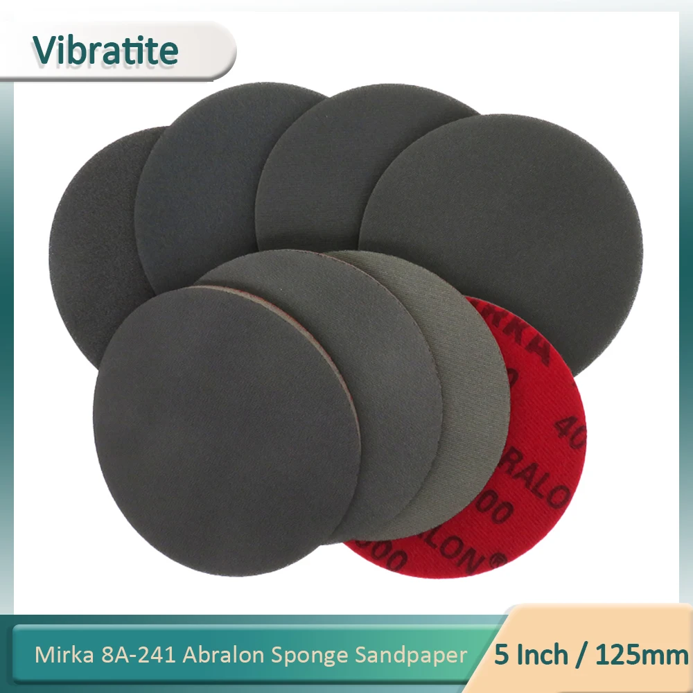 Mirka Abralon 5 Inch Sponge Sangding Disc 8A-241 Foam Hook and Loop Round Sandpaper 180-4000 Grit 150mm Elastic Polishing