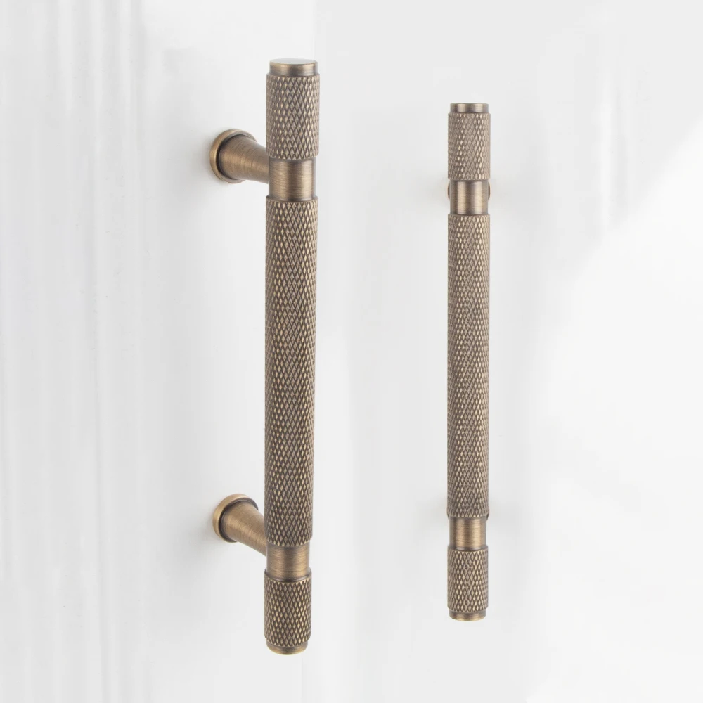Solid brass European style light luxury knurling diamond handle kitchen cabinet antique brass 500mm handle