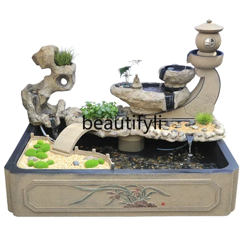 cn0420 بركة السمك الصينية الجديدة للمناظر الطبيعية في الهواء الطلق، ديكور الشرفة، زخرفة حوض الأسماك للمناظر الطبيعية المائية